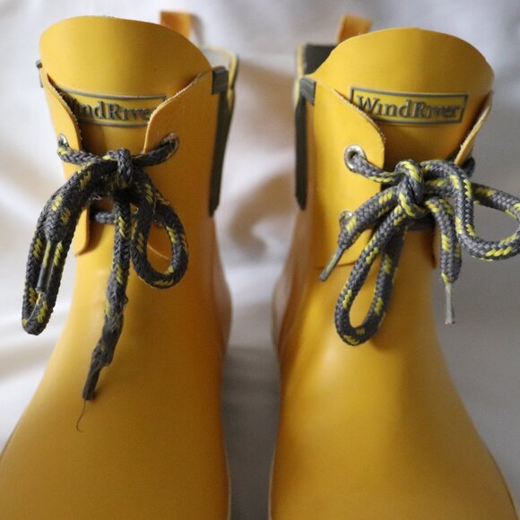 Wind River Womens Yellow Sz 8 Pull On Lace Up Rubber Waterproof Rain Boots - Picture 6 of 9